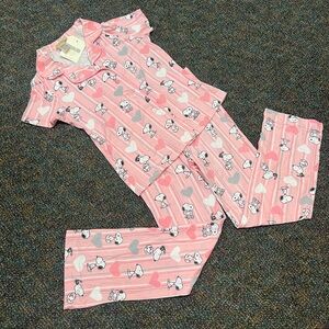 Women’s Munki Munki Snoopy Peanuts Pajama Set, Snoopy with Hearts, New Size S